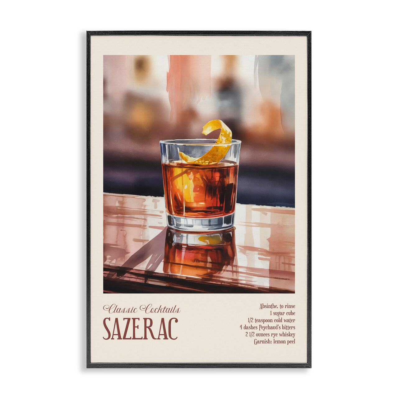 Stupell Industries Sazerac on Reflective Surface Framed Giclee, design by Andreas Magnusson